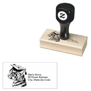 Unique graduation return address rubber stamp