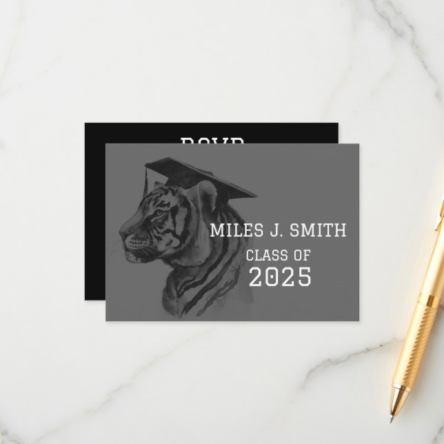 Unique Graduation RSVP Enclosure Card with QR Code (Front/Back In Situ)