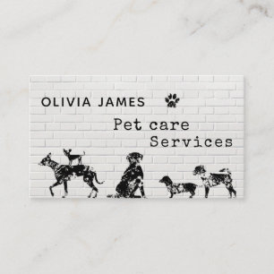 Unique graffiti art style white dog pet care business card