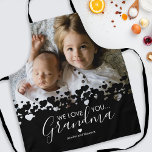 Unique Grandma Photo Apron<br><div class="desc">Their is no better cook than grandma! Looking for a special gift for your grandmother,  then this personalised apron is perfect featuring a precious family photo of the children,  a modern cute heart border design,  the saying "we love you grandma",  and the grandchildrens names.</div>
