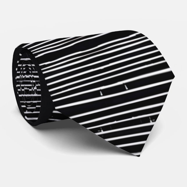 Unique Graphic Black and White Starry Lines  Tie (Rolled)