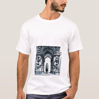 Unique Graphic Tee with Mysterious Pillars Design