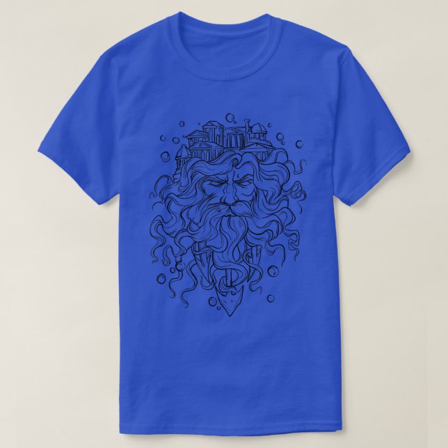 Unique Greek God Poseidon For Beach Lover & Mermai T-Shirt (Design Front)