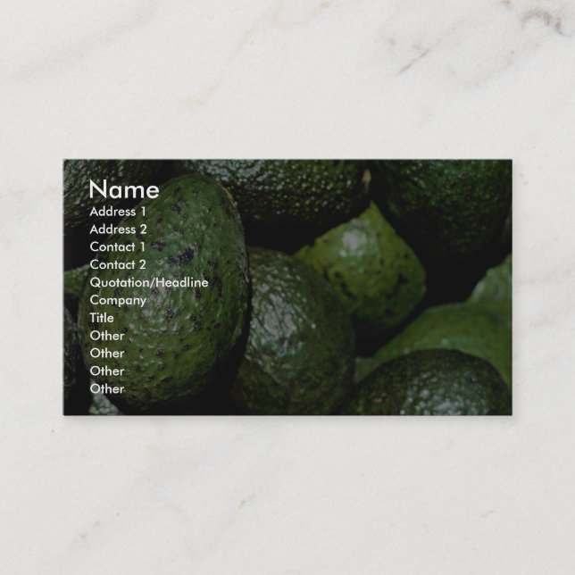 Unique Green avocado Business Card (Front)