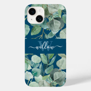 Unique Green Botanical Name Calligraphy Monogram Case-Mate iPhone 14 Case