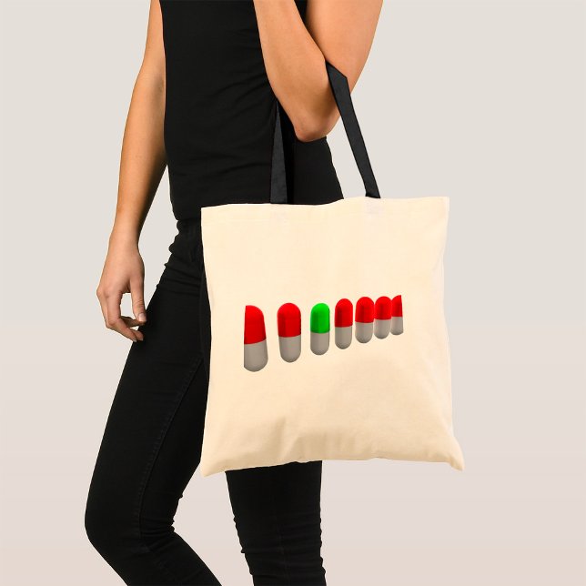 Unique Green Pill Among Red Capsules  Tote Bag (Creator Uploaded)