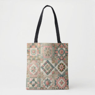 Unique Green & Pink Terracotta Quilt & Patchwork Tote Bag
