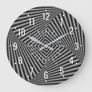 Unique Grey and Black Geometric Large Clock