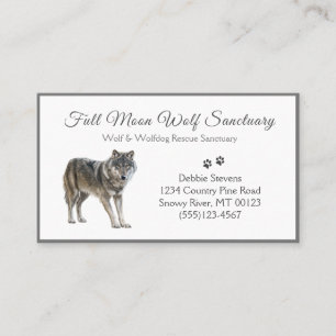 Unique Grey and White Wolf Dog Rescue Sanctuary Business Card
