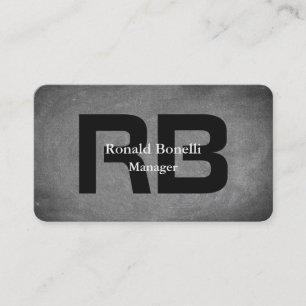 Unique Grey Chalkboard Black Monogram Business Card