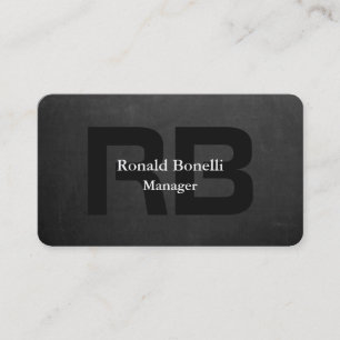 Unique Grey Chalkboard Black Monogram Manager Business Card