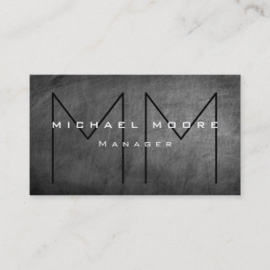 Unique Grey Chalkboard Chic Monogram Business Card