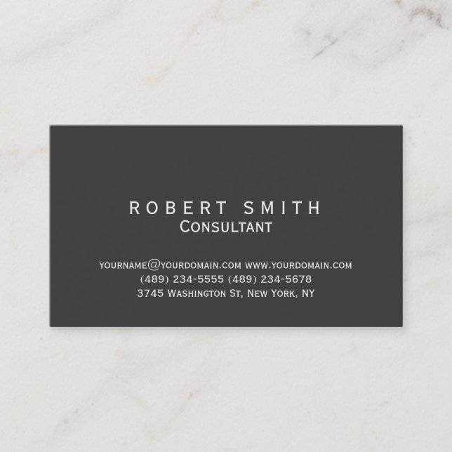 Unique Grey Consultant Standard Business Card (Front)