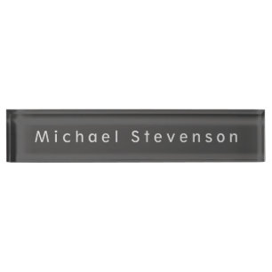 Unique Grey Elegant Modern Desk Nameplate