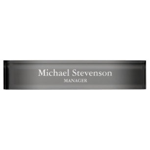 Unique Grey Elegant Modern Desk Nameplate