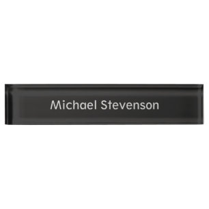 Unique Grey Elegant Modern Desk Nameplate