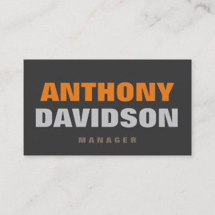 Unique Grey Orange Bold Text Business Card