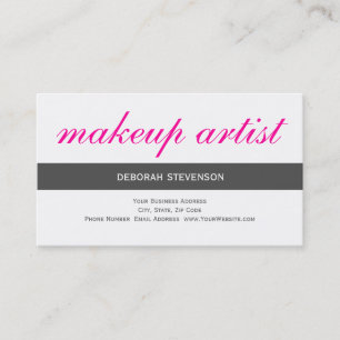 Unique Grey Pink White Makeup Artist Business Card