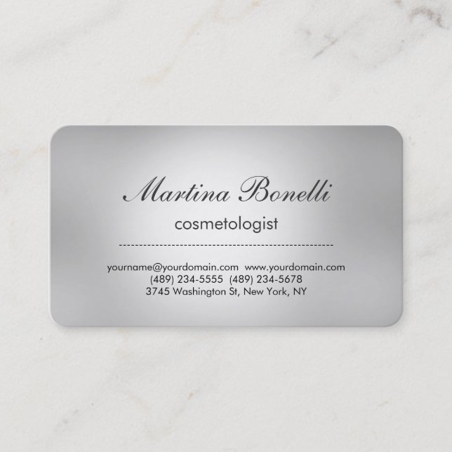 Unique grey professional cosmetology business card (Front)
