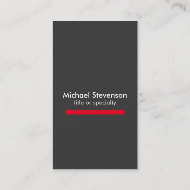 Unique Grey Red Vertical Professional Business Card (Front)
