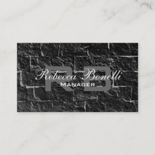 Unique Grey Wall Brick Monogram Business Card