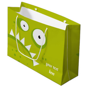 Unique Grumpy Angry Funny Scary Green Monster Large Gift Bag