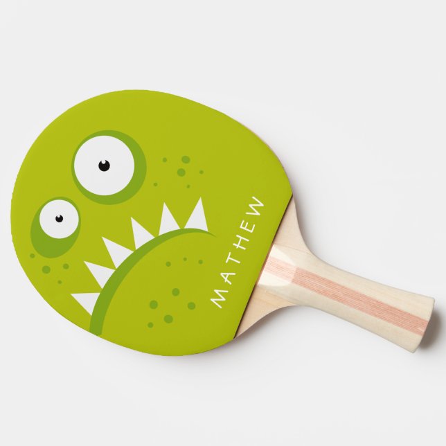 Unique Grumpy Angry Funny Scary Green Monster Ping Pong Paddle (Side)