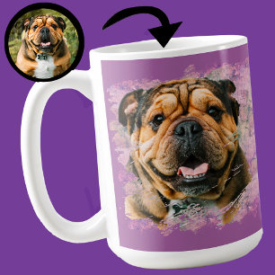 Unique Grunge Pink Lilac Bulldog Dog Lover Photo   Coffee Mug