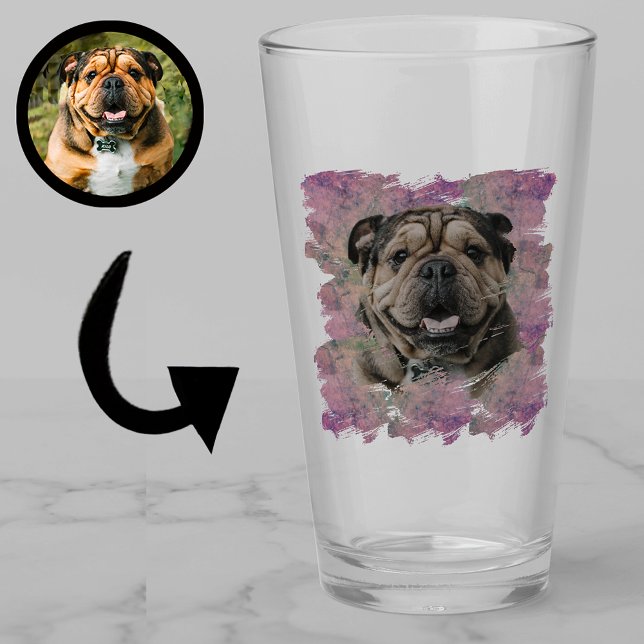 Unique Grunge Pink Lilac Bulldog Dog Lover Photo   Glass (Creator Uploaded)