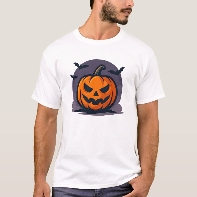 Unique Halloween Jack-O'-Lantern Design T-Shirt (Front)