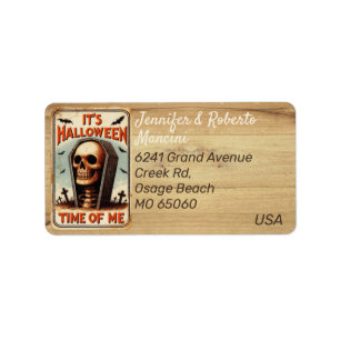 Unique Halloween theme coffin skull custom address Label