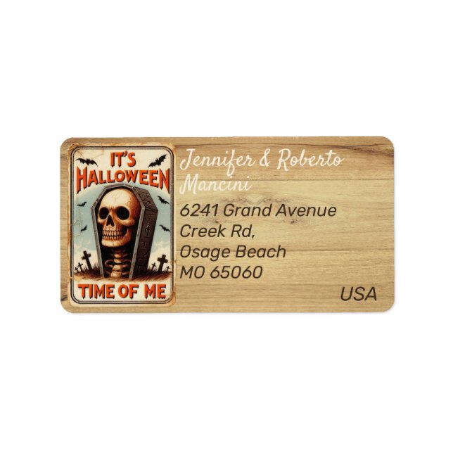 Unique Halloween theme coffin skull custom address Label (Front)