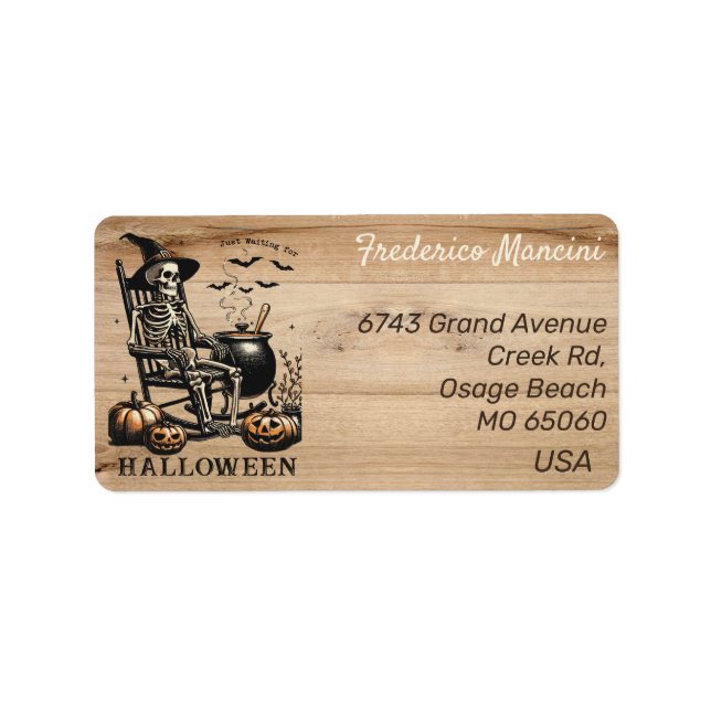 Unique Halloween theme skeleton custom address Label (Front)