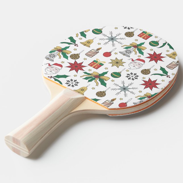 Unique Hand Dawn Christmas Doddles Design Ping Pong Paddle (Front Angle)