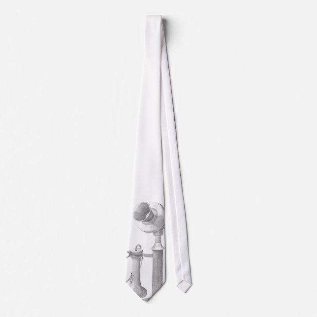 unique hand drawn antique telephone drawing tie (Front)