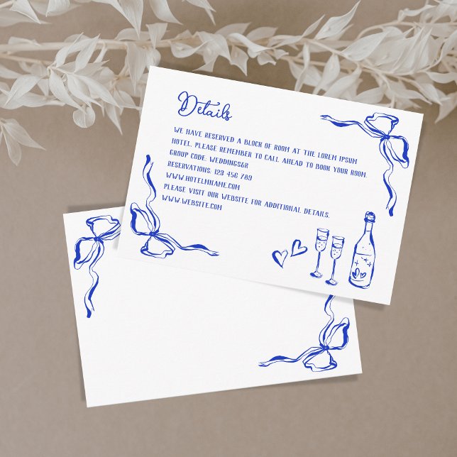 Unique Hand Drawn Contemporary French Bow Details Enclosure Card (Creator Uploaded)