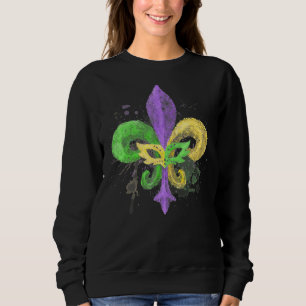Unique Hand Drawn Fluer de lis Mardi Gras Carnival Sweatshirt