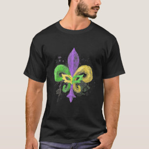 Unique Hand Drawn Fluer De Lis Mardi Gras Carnival T-Shirt