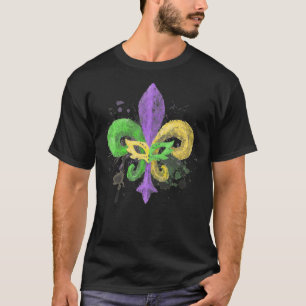 Unique Hand Drawn Fluer De Lis Mardi Gras Carnival T-Shirt