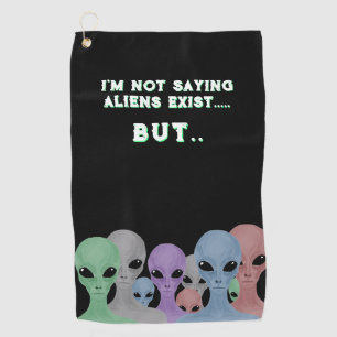 Unique Hand Drawn Multi Coloured Aliens Golf Towel