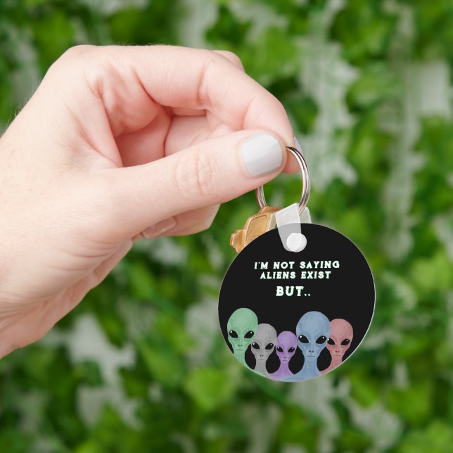 Unique Hand Drawn Multi Coloured Aliens  Key Ring (Hand)