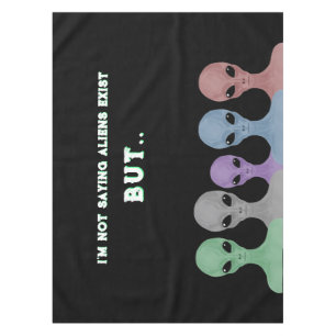 Unique Hand Drawn Multi Coloured Aliens  Tablecloth
