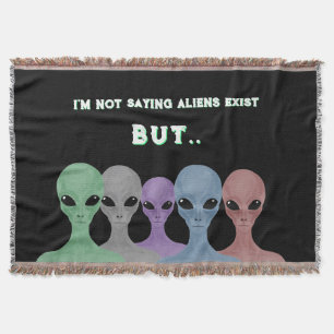Unique Hand Drawn Multi Coloured Aliens  Throw Blanket
