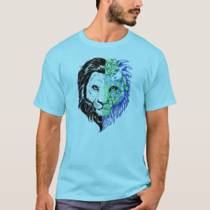 Unique Hand Drawn Mystic Lion Art Men's T-shirt