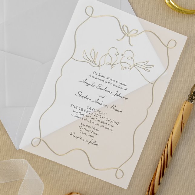 Unique Hand Drawn Romantic Wedding Acrylic Invitations (Creator Uploaded)
