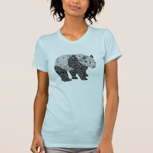 Unique Hand Illustrated Artsy Floral Panda Bear T-Shirt