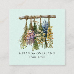 Unique Hanging Flowers Square Business Card