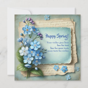 Unique Happy spring card with forget me not flower