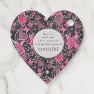 Unique Heart&Flowers Pattern Foil Favour Tag