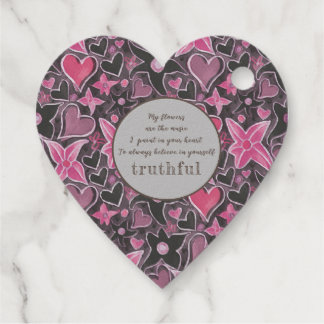 Unique Heart&Flowers Pattern Foil Favour Tag